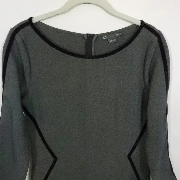 Armani Exchange Dress Women's Size Small Gray Black Knee Length 3/4 Sleeve - Picture 4 of 12
